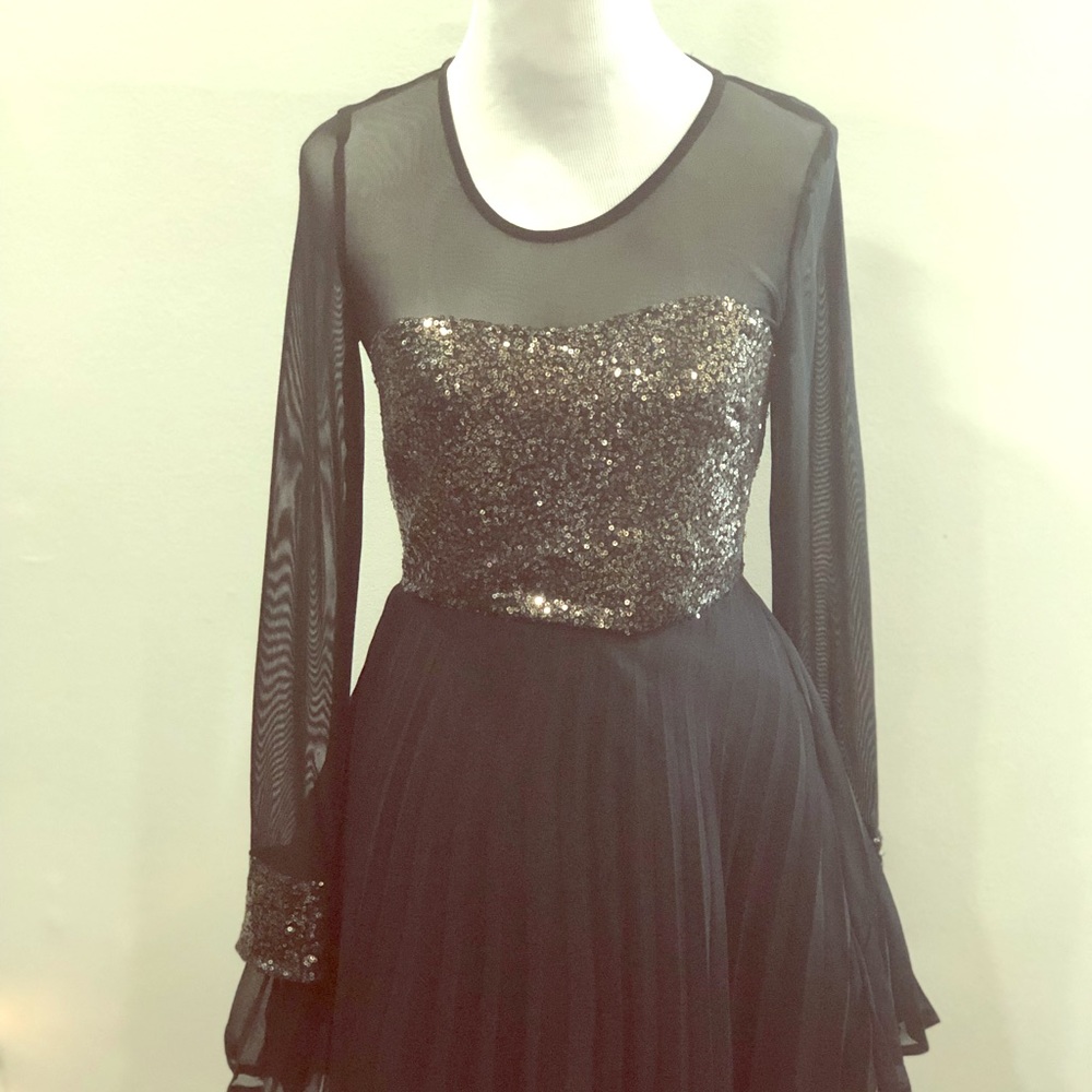 Ax Paris Mesh Skater Sequin Party Dress